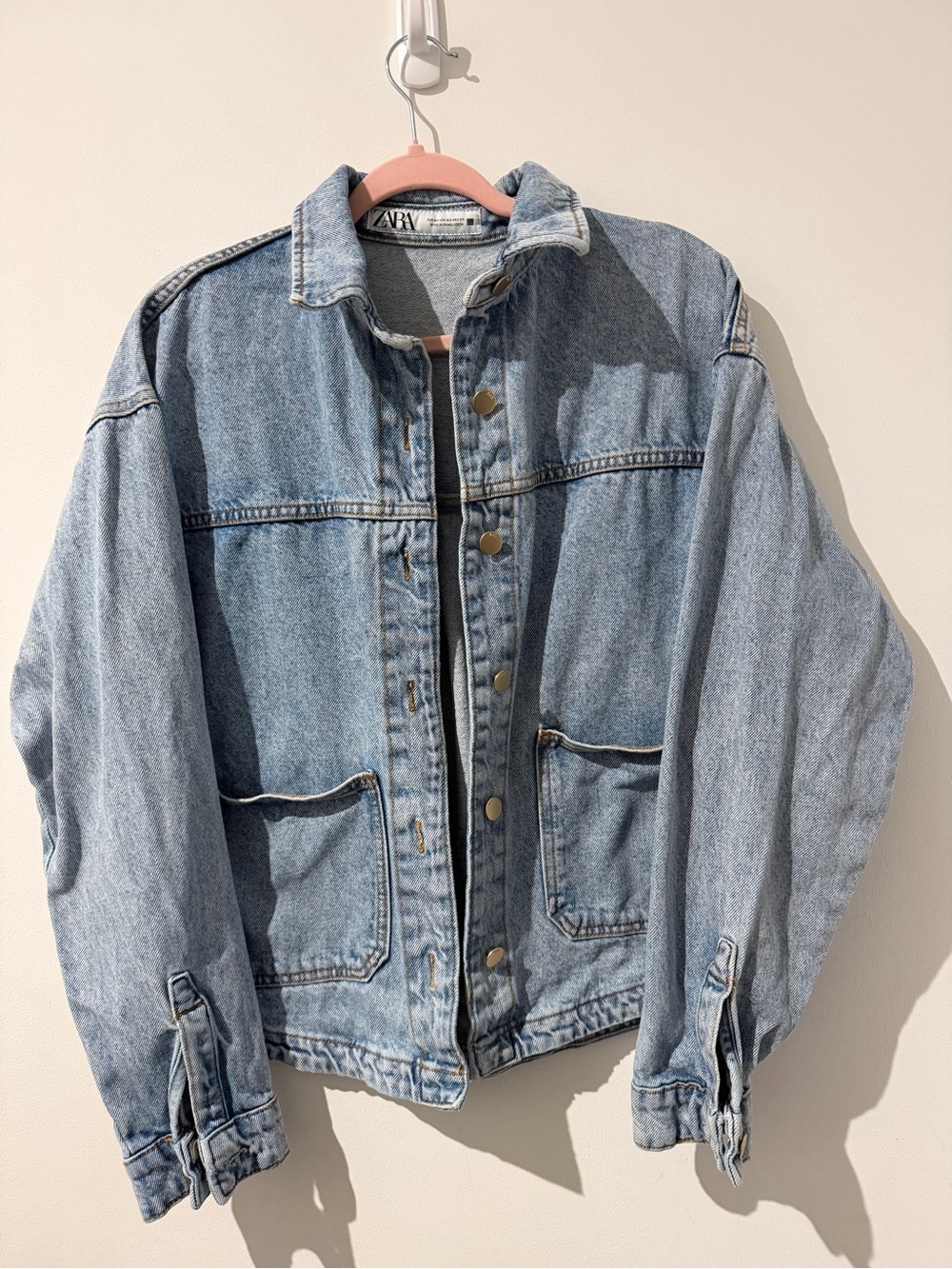Zara Light Wash Blue Denim Shirt Jacket Oversized Fit - Picture 2 of 5